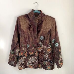 Venario Women’s Embroidered Embellished Jacket Blazer Size Medium